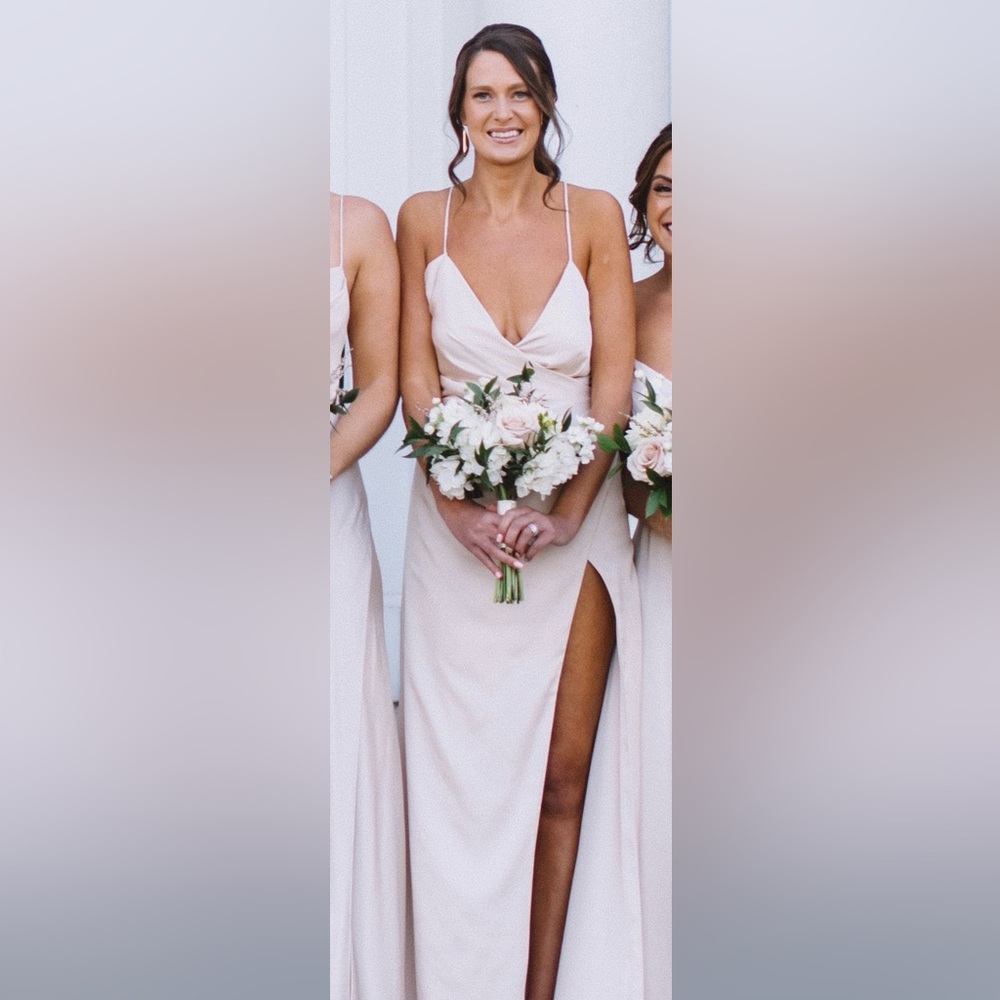 Fame and Partners Champagne Bridesmaid Dress. Size 6